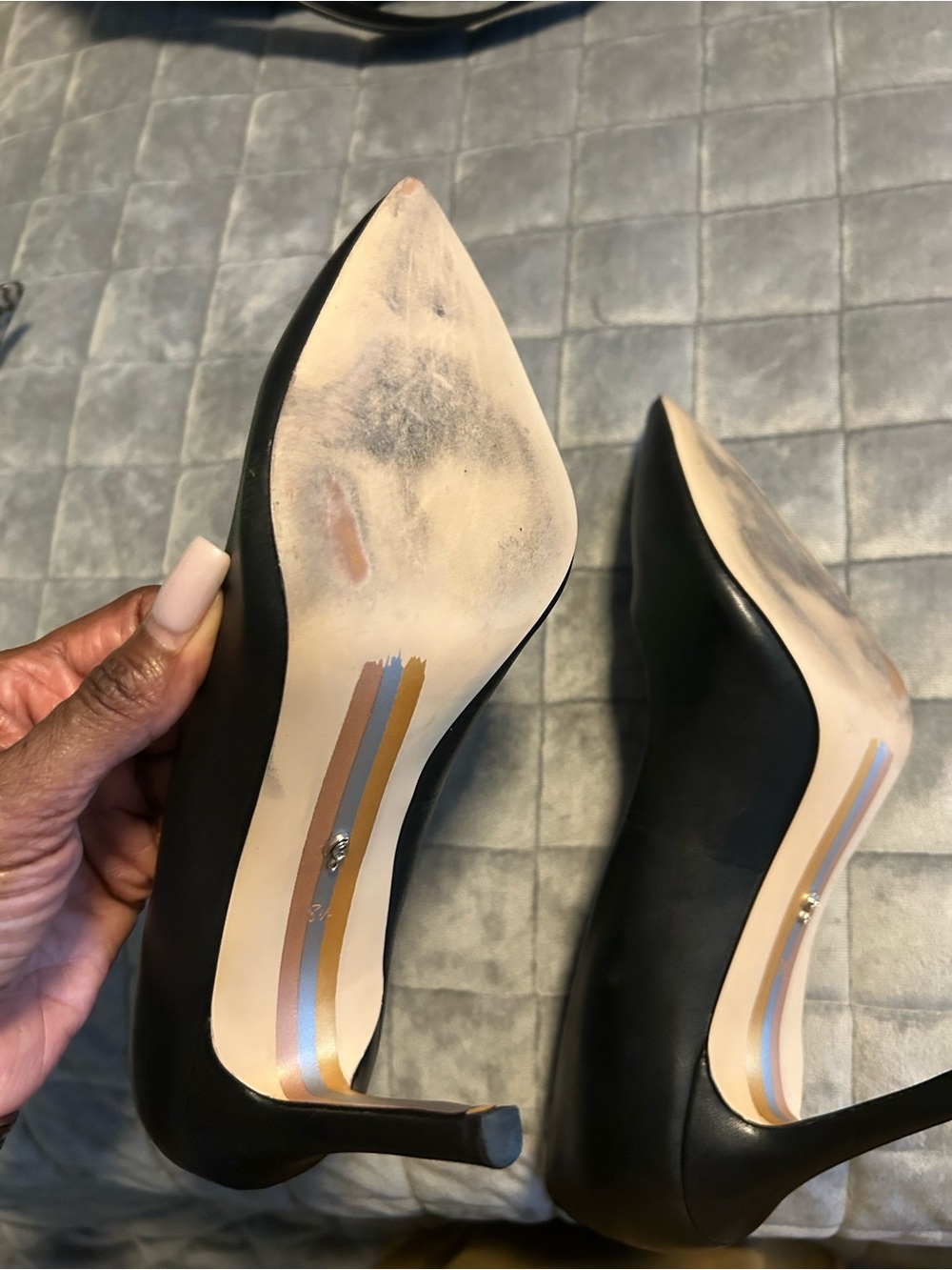 Sam Edelman Black Leather Pointed-Toe Stiletto Pumps - Picture 7 of 7